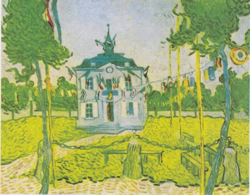 Vincent Van Gogh The town hall in Auvers on 14 July 1890 oil painting image
